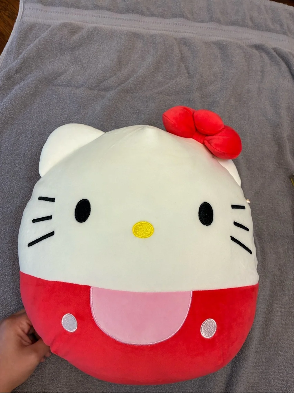 Sanrio Hello Kitty Plush Pillow in White and Red with Pink Accent